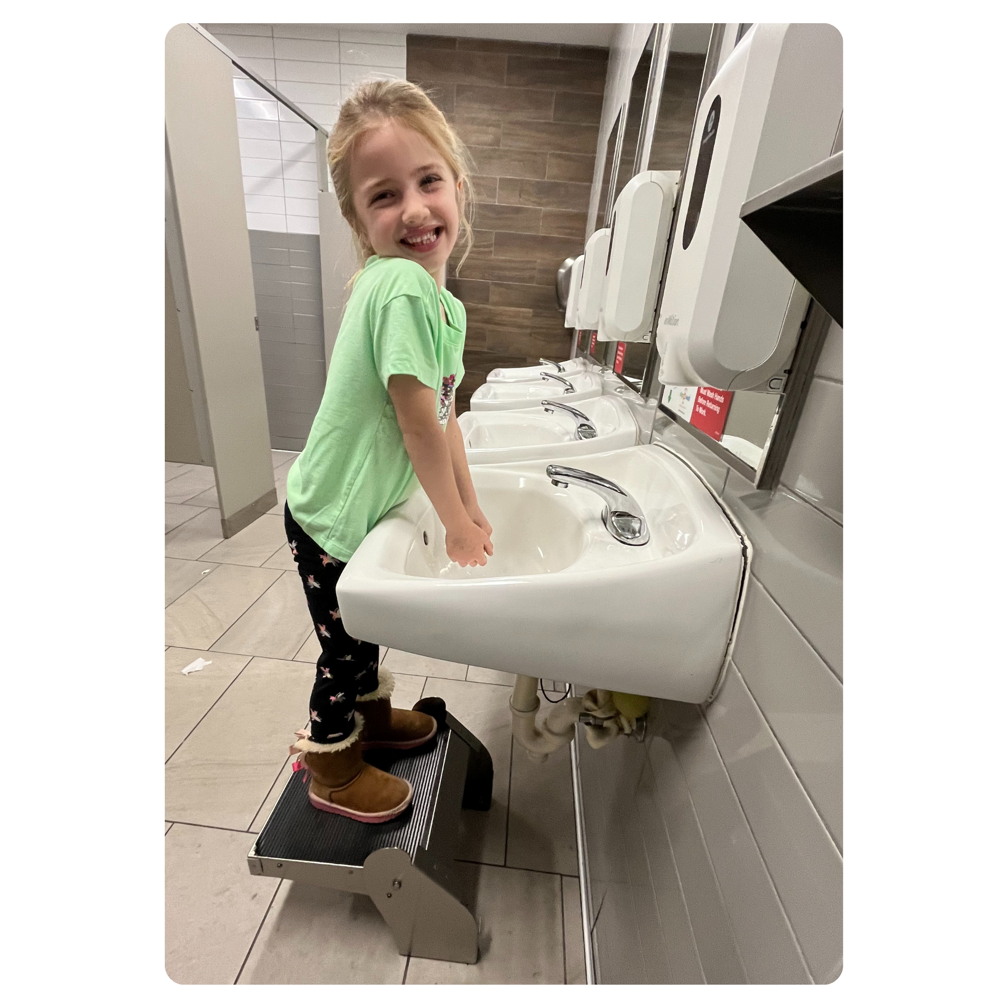 Step 'n Wash step stool in a Target bathroom
