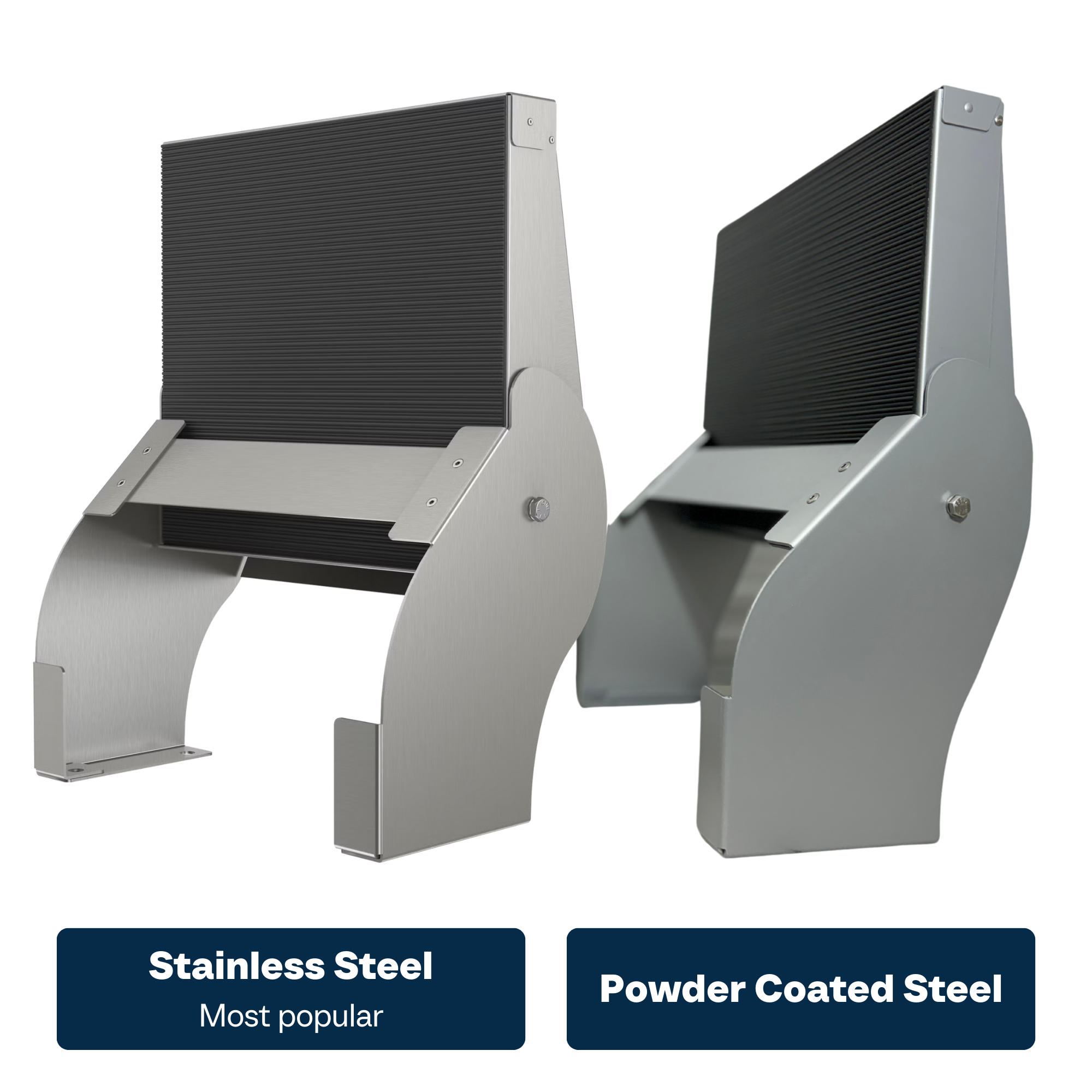 Step 'n Wash comes in stainless steel and powder coated steel